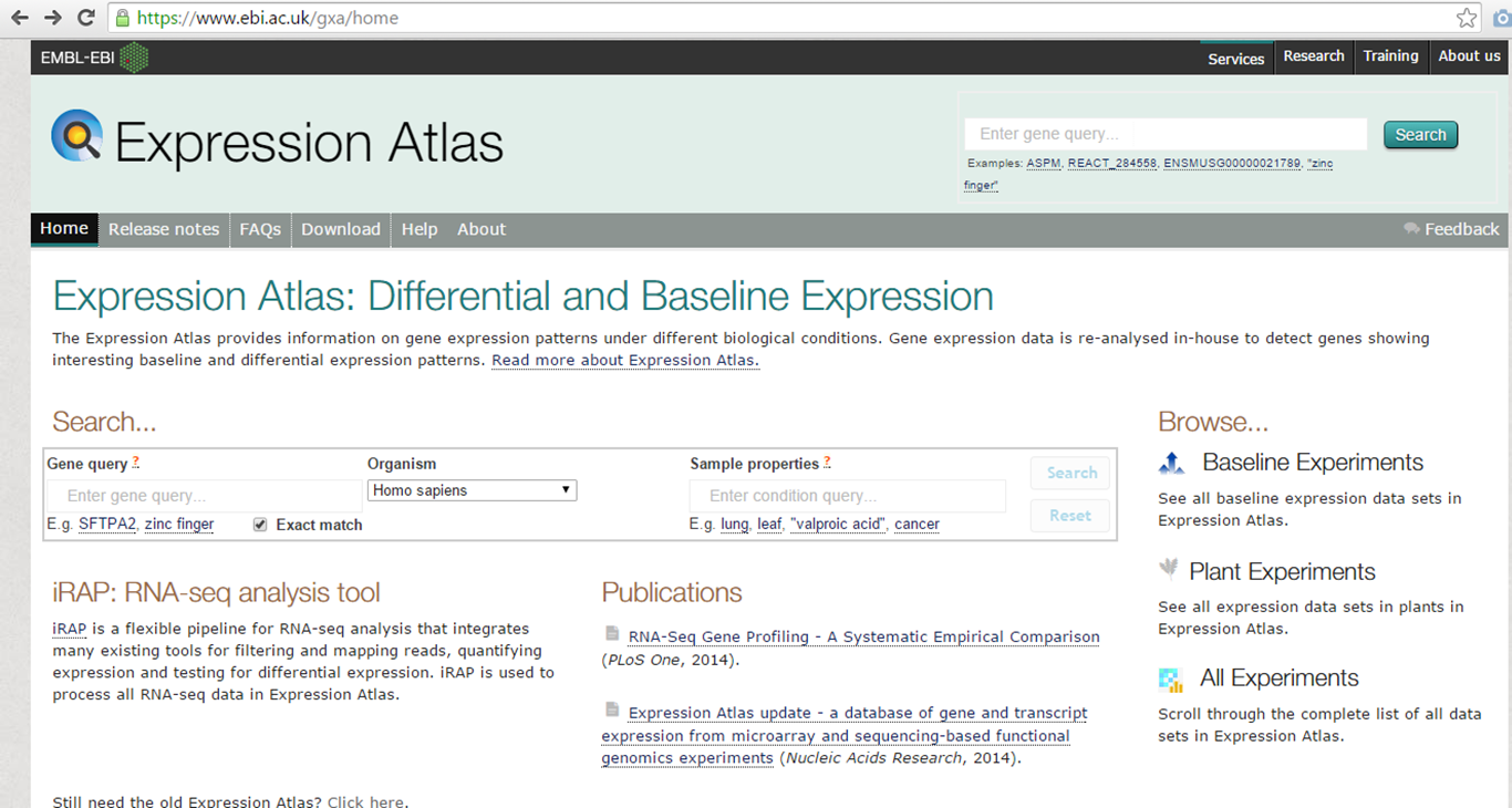 Expression atlas homepage